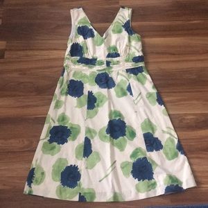 Boden Blue & Green Floral A-Line Sleeveless Dress